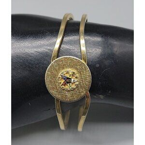 Order of Eastern Star Clamper Bracelet Gold Plated OES Symbol Vintage
